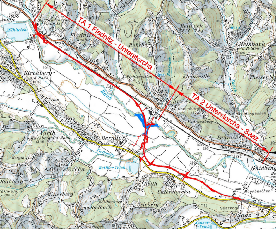 Geplante Trasse der B68neu