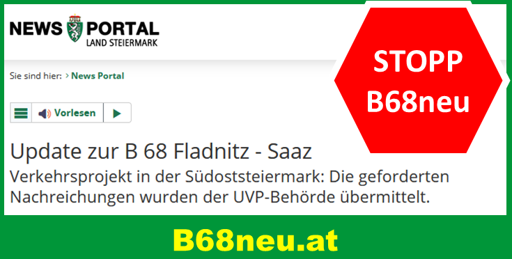 Update zur B 68 Fladnitz – Saaz